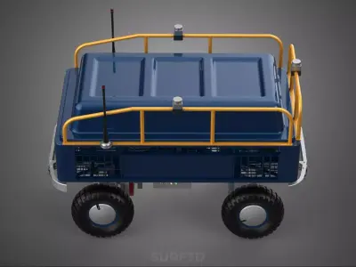 UNMANNED TRANSPORT ROBOT VEHICLE CART DELIVERY TROLLEY TRUCK UGV 3D model