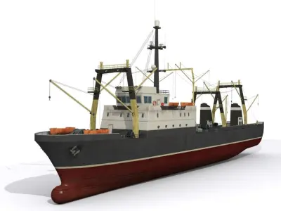 Trawler ship Low-poly 3D model