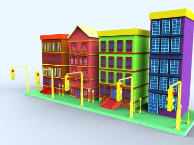 Colorfull cartoon building Free low-poly 3D model