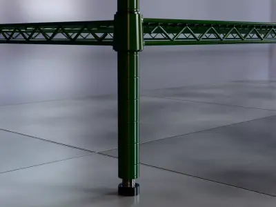 Wire Shelves - 24 inches X 12 inches X 72 inches in green epoxy Low-poly 3D model