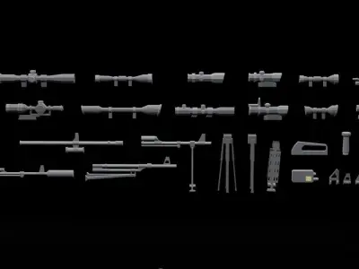 Low Poly Military Weapons Low-poly 3D model