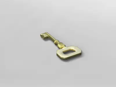 Vintage Brass Skeleton Key 3D Model 3D model