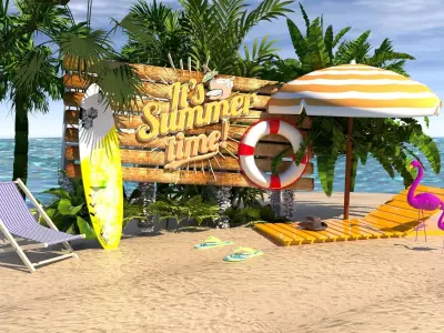  Beach toys sand Low-poly 3D model