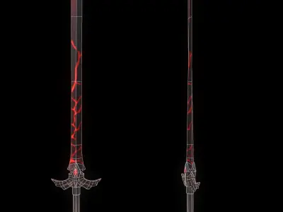 Handpainted Fantasy Black Sword Low-poly 3D model