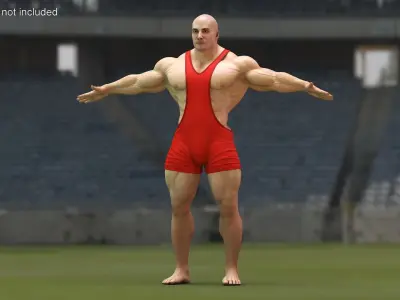 Fit Athletic Male in Red Leotard 3D model