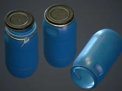 Plastic Barrel PBR Game Ready Low-poly 3D model