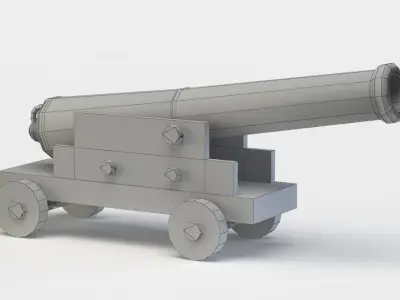 Cannon Low-poly 3D model 12