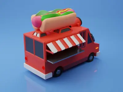Low-poly Food Truck Model 3D model