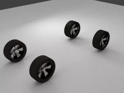 4 tyres set of wheels Free low-poly 3D model