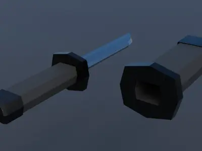 Samurai katana and dagger Low-poly 3D model