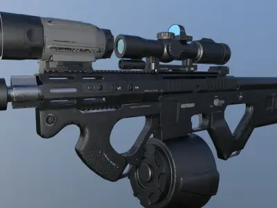AR-15 Low Poly gun with scope Low-poly 3D model