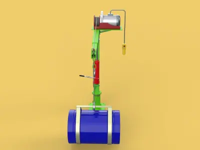 SWIVEL LIFTING CRANE ELECTRIC WINCH HOIST JIB STEEL DRUM BARREL 3D model
