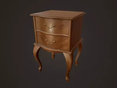 Bedside Table - PBR Game Ready Low-poly 3D model
