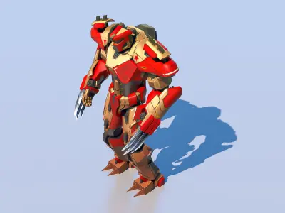 High Poly Hero Robot Rigged and Textured 3D model