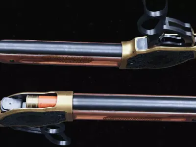 Wild West Gun Winchester 1887 - Long - Engraved Low-poly 3D model