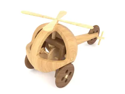 Wooden toy helicopter 03 3D model