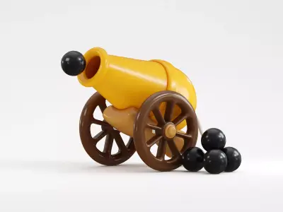 Cartoon Cannon Gun Low-poly 3D model