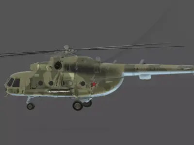 Mil Mi-8MT Hip Helicopter 3D Model Soviet Russian Transport Low-poly 3D model