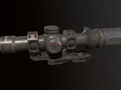 Sight PBR game ready Low-poly 3D model rifle scope Low-poly 3D model