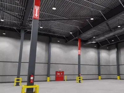 Empty Warehouse Interior Low-poly 3D model