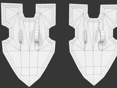 Shield two wooden shields Low-poly 3D model