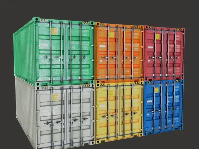 20Ft Standart Containers Low-poly 3d model Low-poly 3D model