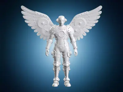 Mechanical Angel with Gear Shaped Wings 3D Print Model 3D print model