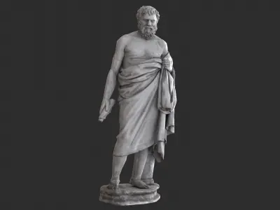 Greek Man Statue - Granite Low-poly 3D model