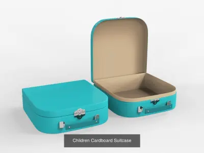 Children Cardboard Suitcases 3D Model Pack