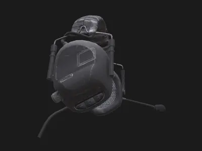 Headset Low-Poly on mannequin head Low-poly 3D model