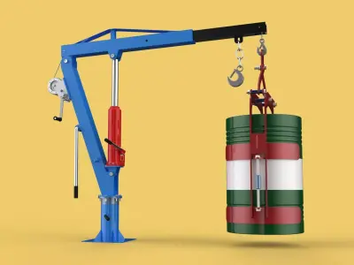 WINCH CRANE HOIST DRUM BARREL VERTICAL LIFTING CLAMP GRAB JIB 3D model