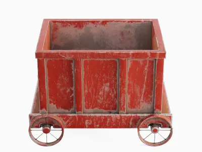 Old Mining Trolley 01 Low-poly 3D model