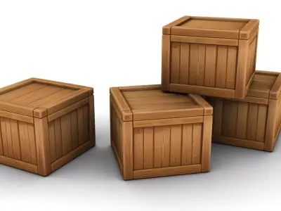 Stylized Wooden Crate Low-poly 3D model purchase