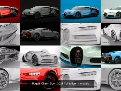 Bugatti Chiron Sport 2021 Collection 3D Model Pack