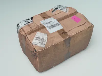 used cardboard box sent by courier Low-poly 3D model