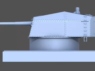 Bismarck 15cm turret 01 - Personal license - 1-72 scale 3D print model