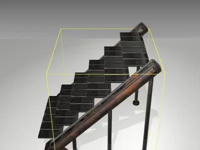 Futuristic Stairs - 16 - Rusty Textures Low-poly 3D model