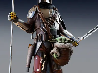 The Mandalorian 2 statue of star wars character 3D print model purchase