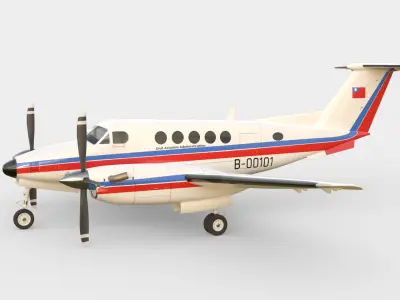 Beechcraft King Air B100 Cockpit Included 3D model