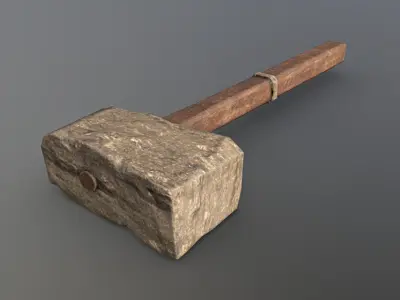 Hammer - Stone Low-poly 3D model