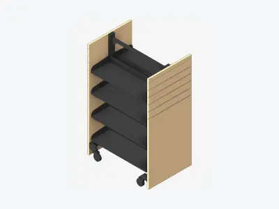 Shelving - Library - Integral - Metal - Mobile Low-poly 3D model