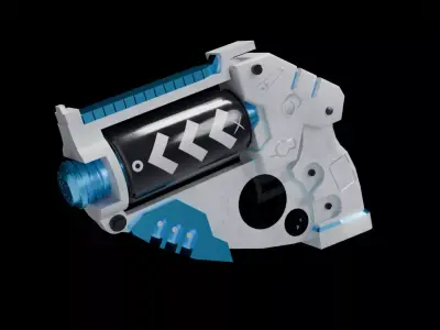 Pistol Low Poly 3D Model Game Ready PBR Quad Topology Low-poly 3D model