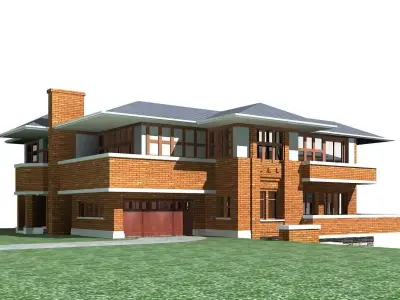 Villa brick house 3D model buy