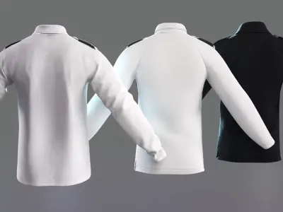 UK Police Uniform Shirt White with Tie and Dark Variant  Low-poly 3D model
