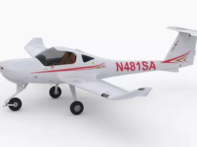 Aircraft Diamond DA-20 Red Low-poly 3D model