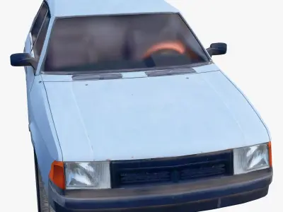 Old Car Hatchback 80s Low Poly M1 Low-poly 3D model