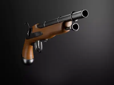 Pirate Flintlock Pistol Model Low-poly 3D model