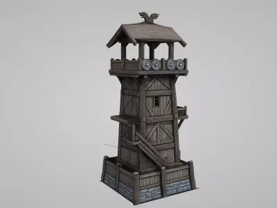 Medieval Viking War Watchtower 3D Model Low-poly 3D model