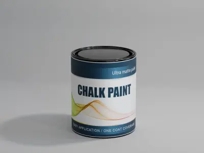 Plastic Paint Can 750ml Realistic Packaging 3D Model PBR Lid 3D model