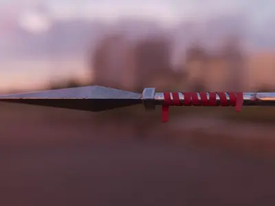 Kunai 3D Model sword with string hanging from it 3D model
